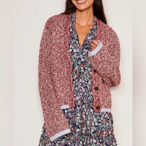 Sundry Red Rock Ribbed Knit Button Front V-Neck Cardigan Sweater Size M NWT